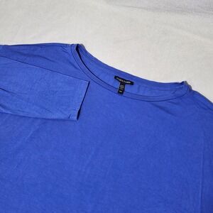 Eileen Fisher Blue Tencel Lyocell Blend Long Sleeve Top M‎ M Slit Hem Casual